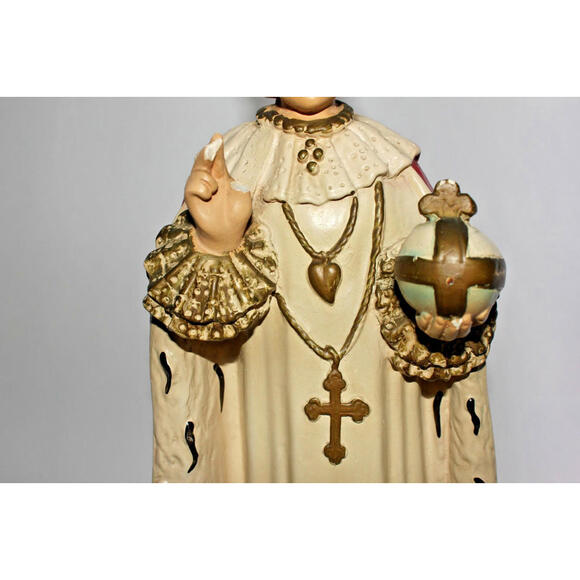 Vintage Chalkware Statue Infant of Prague Jesus Religious Figurine 17.75 in Tall - Picture 5 of 15